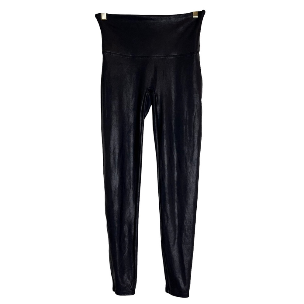 SPANX Faux Leather Black Leggings Size XL